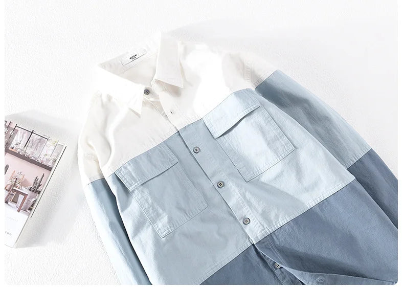 Three-Tone Color Cotton Shirt