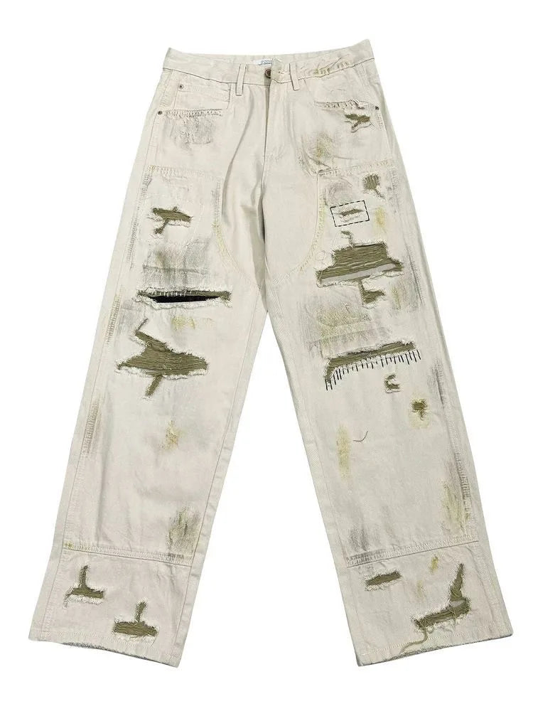 White Ripped Distressed Men's Jeans