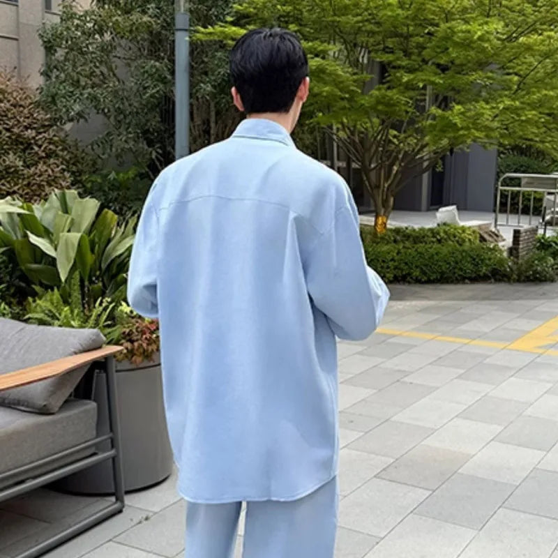 Lace Patchwork Sky Blue Color Pants Set