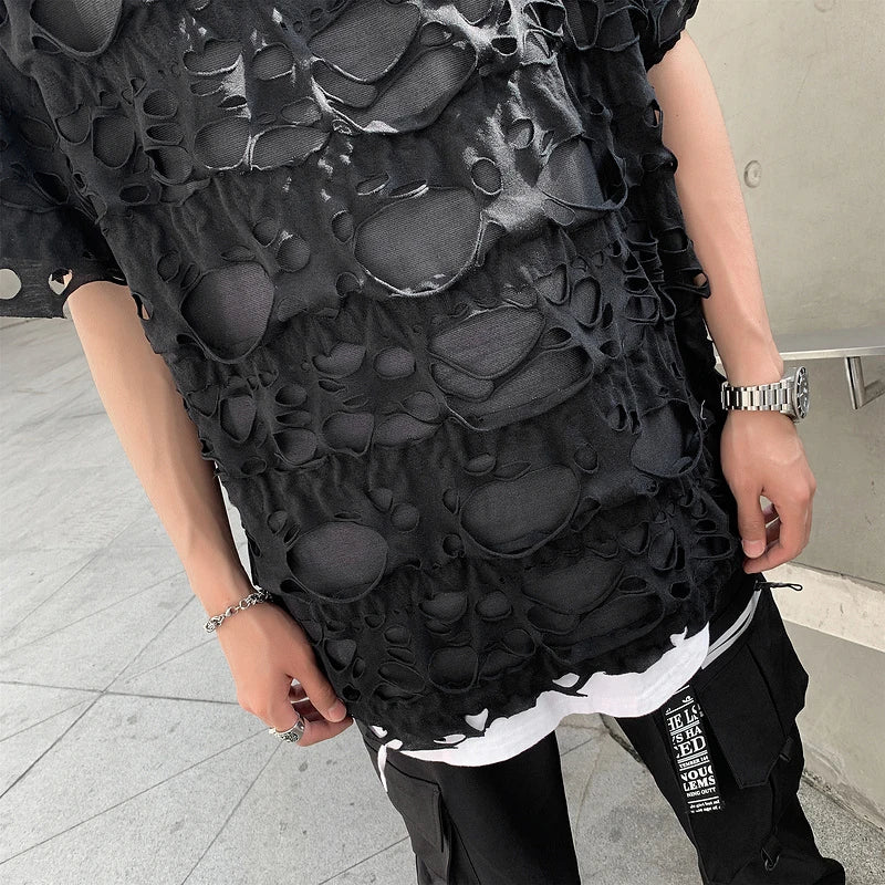 Ripped Hip Hop Distressed Hole Oversized T-Shirt