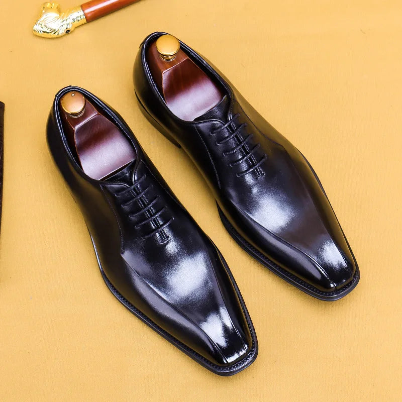 Elegant Shiny Solid Genuine Leather Shoes