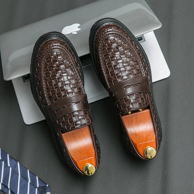 Checkered Woven Pattern Men's Loafers