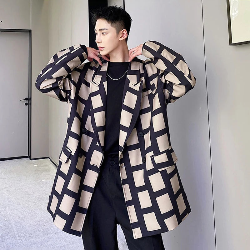 Casual Plaid Printed Loose Design Blazer