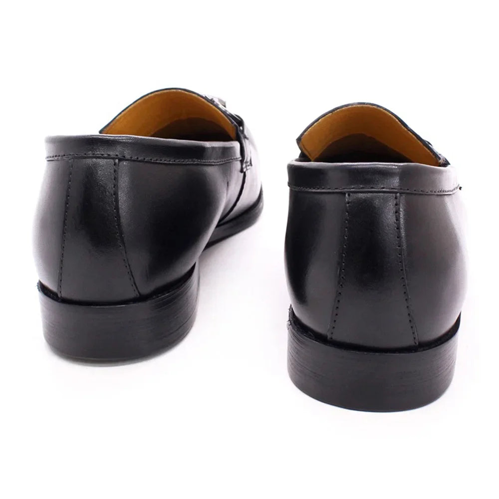 Elegant Black with Metal Appliques Loafers