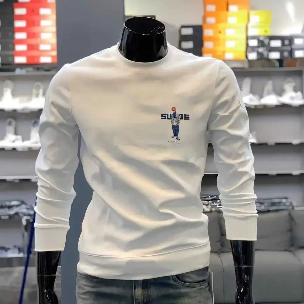 Letter Solid Printed Long Sleeve Sweater