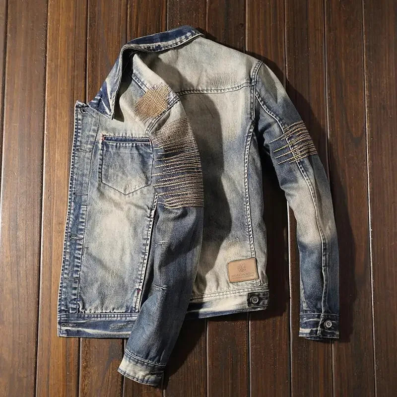 Retro Washed Solid Denim Jacket