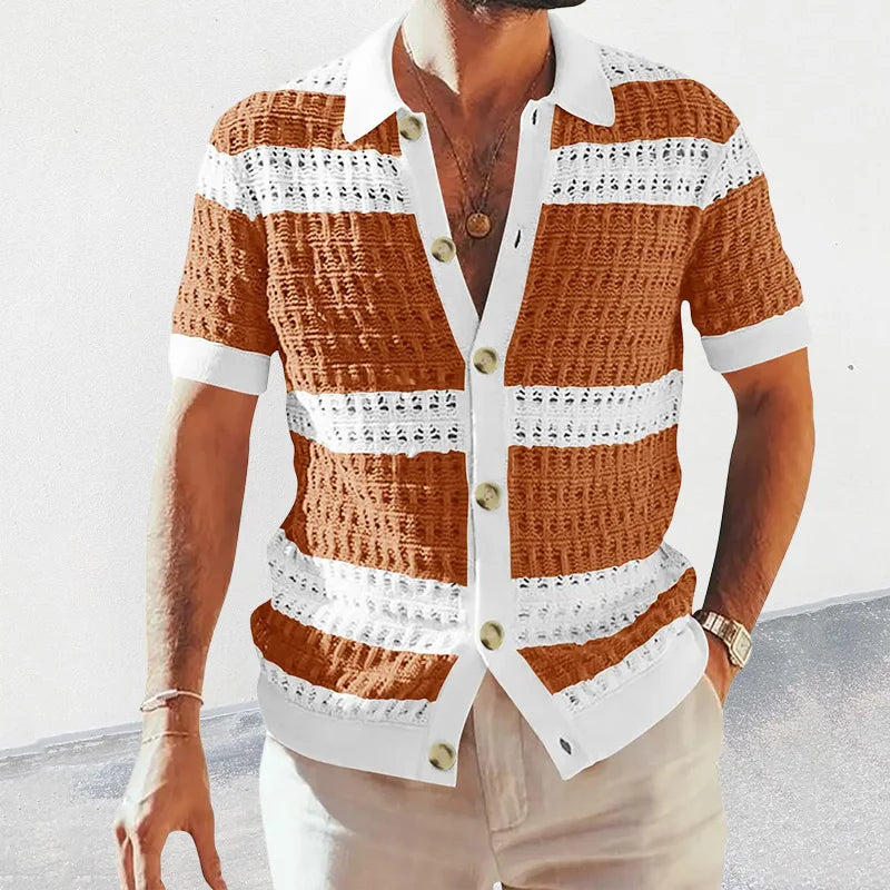 Casual Short Sleeve Knitted Shirt