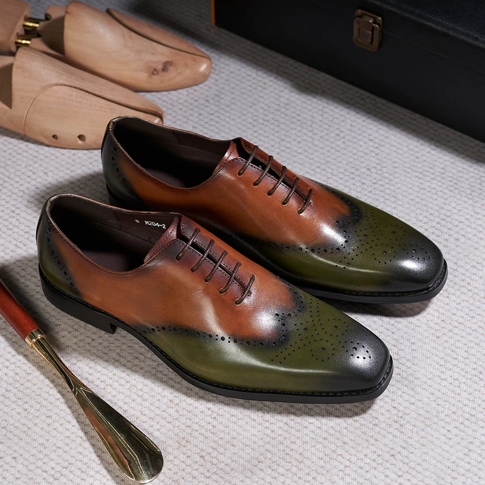 Classic Genuine Leather Lace-Up Brogue Shoes