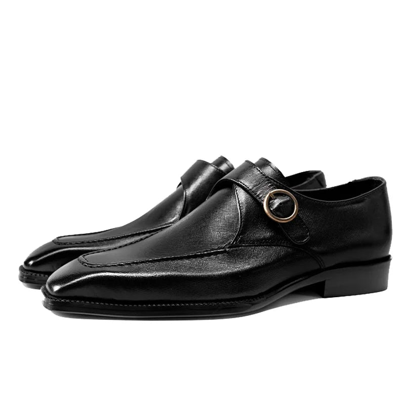 Luxury Buckle Strap Square Toe Shoes