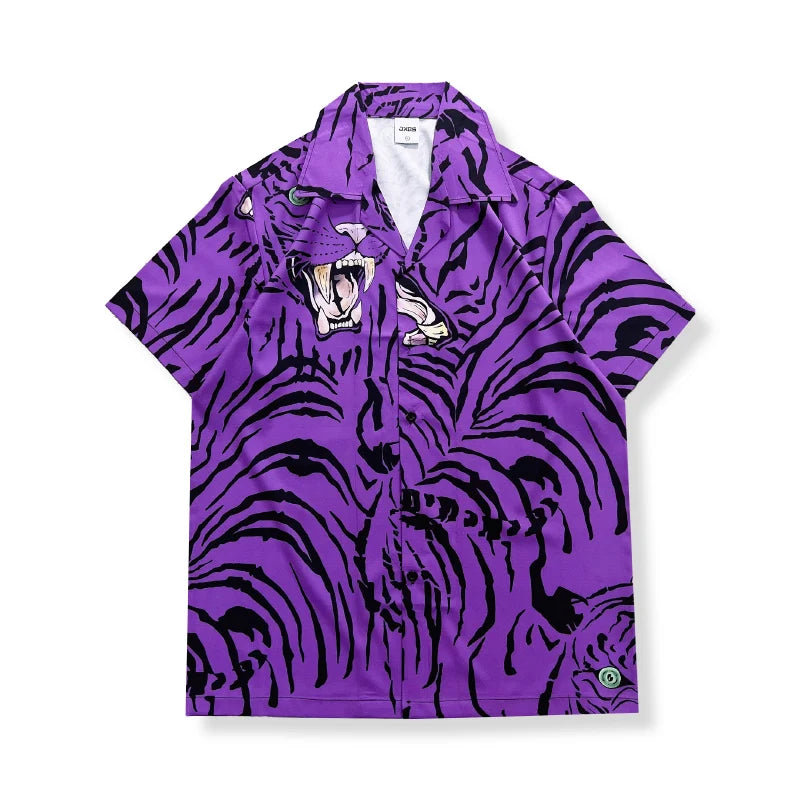 Dark Purple Tiger Hawaiian Shirt