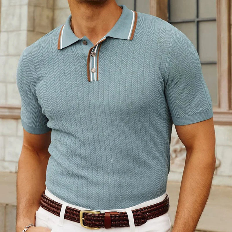 Button-Down Leisure Knit Polo Shirt