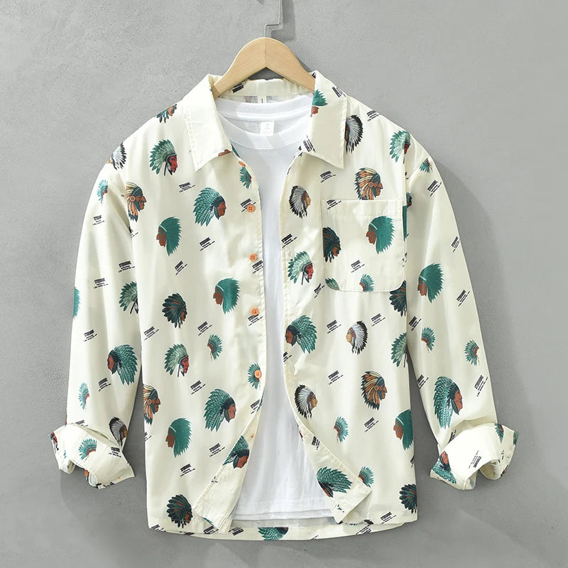 Indian Printed Long Sleeve Shirt