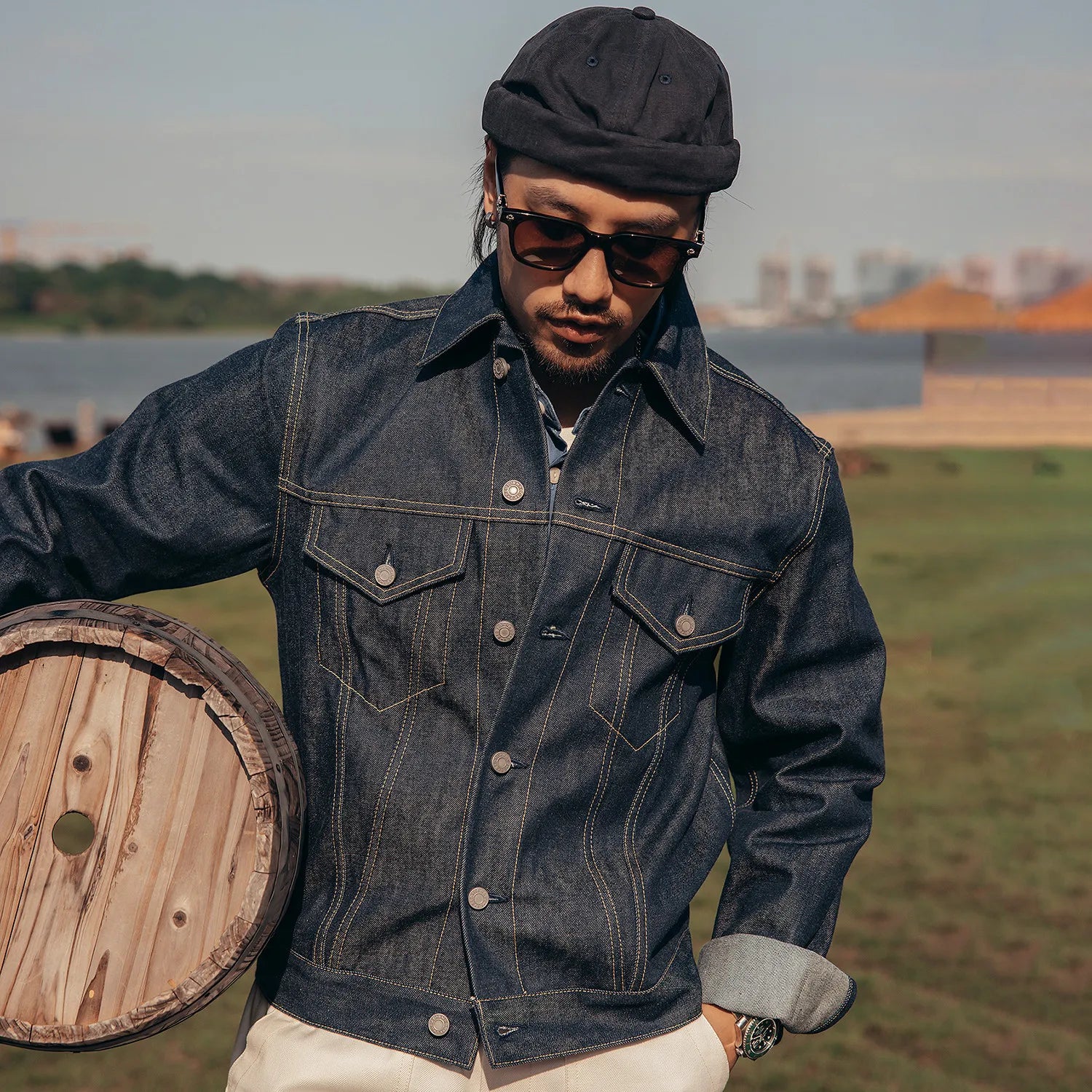 Single Breasted Blue Denim Jacket