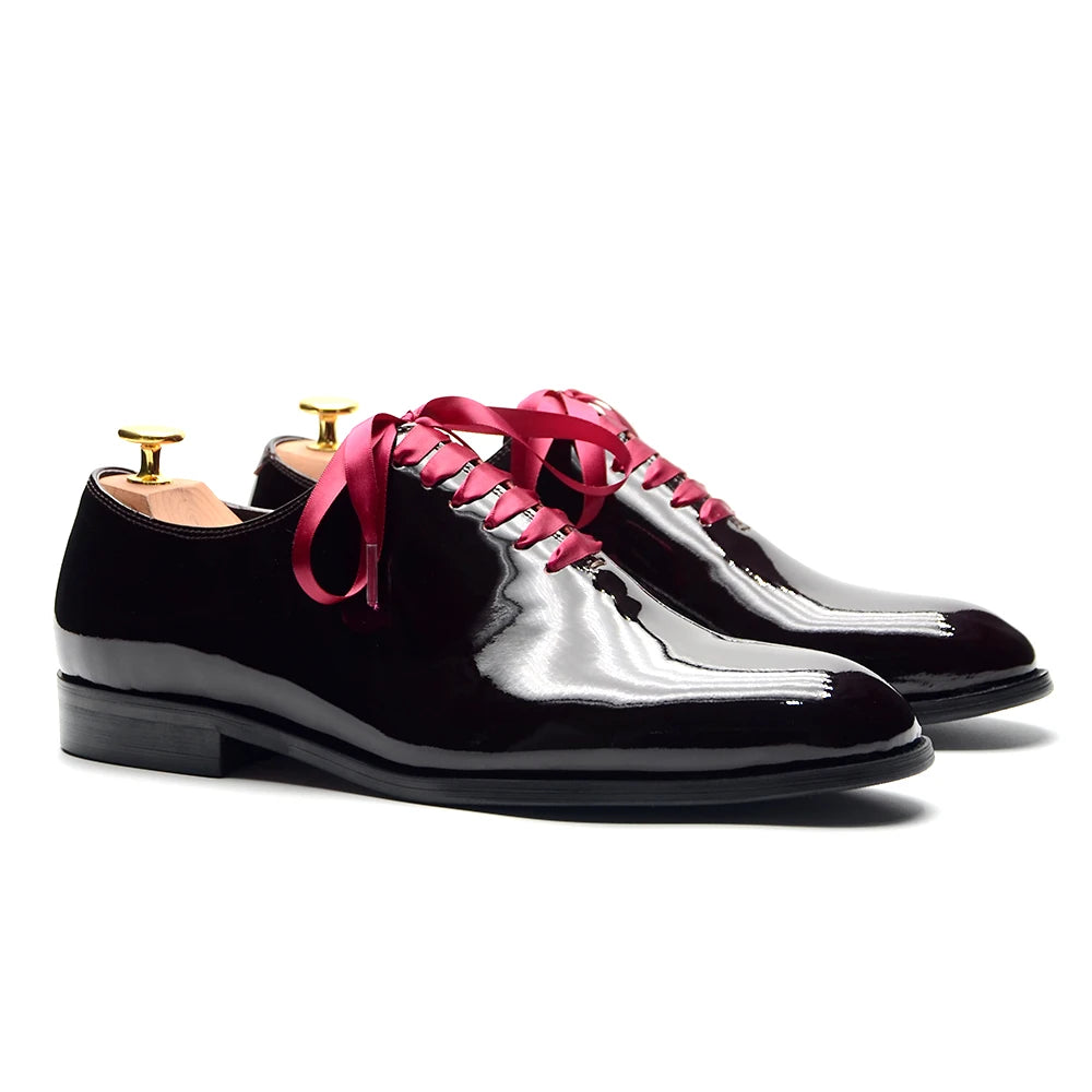 Contrast Lace-Up Smooth Leather Shoes