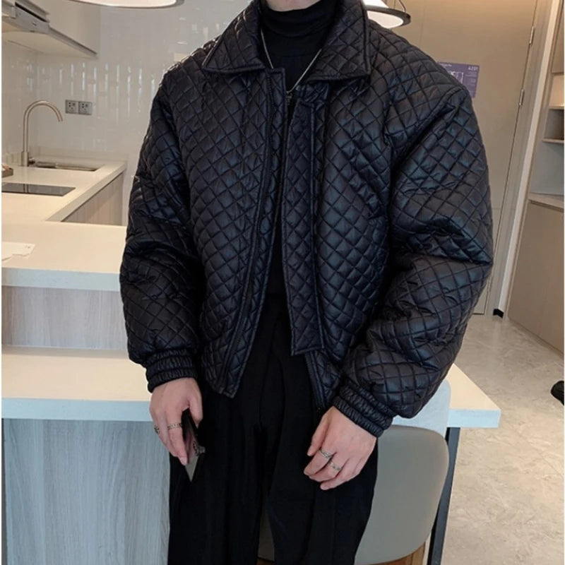 Lattice Pattern Thickened and Warm Jacket