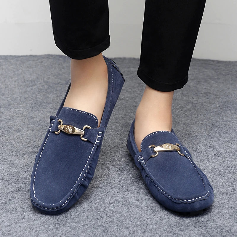 Metal Appliques Suede Moccasins Loafers