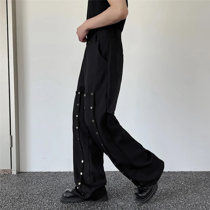 Detachable Metal Button Patchwork Pants