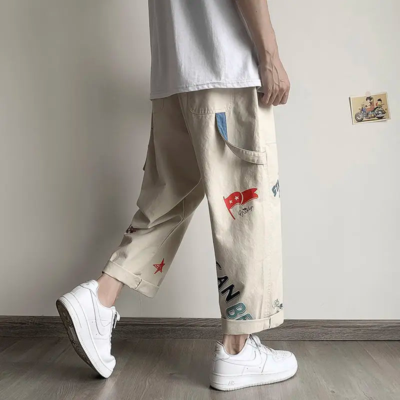 Printing Design Pocket Drawstring Pants