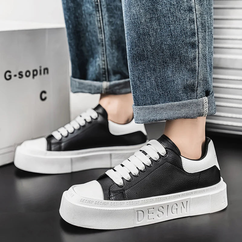 Comfortable Leather Low-Cut Platform Sneakers