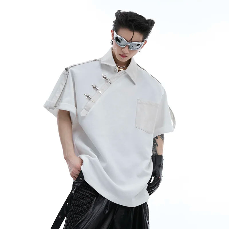 Metal Shoulder Pad Loose Shirt