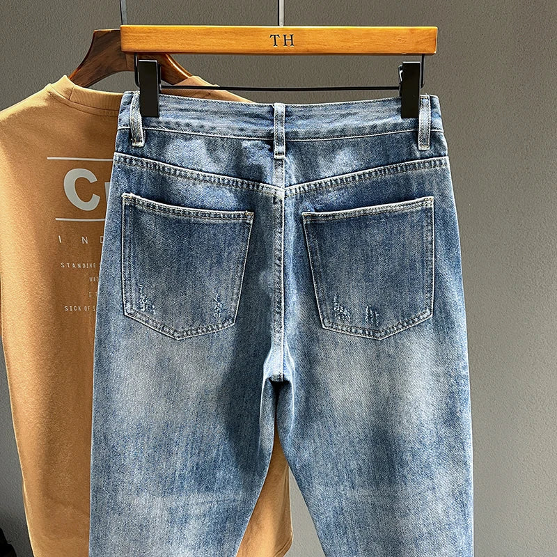 Ripped Vintage Blue Streetwear Jeans
