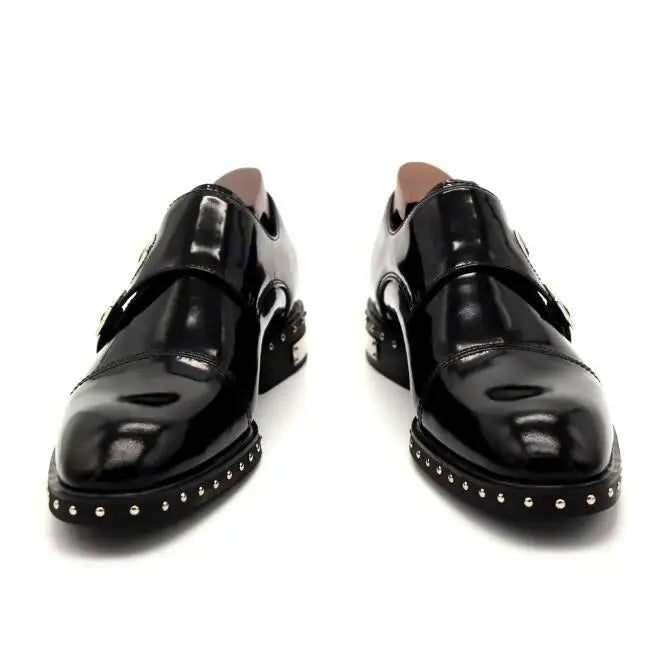 Classic Monk Strap Leather Rivets Shoes