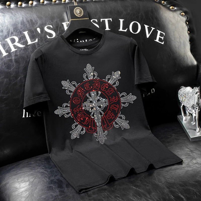 Rhinestone Decoration Short Sleeve T-Shirt