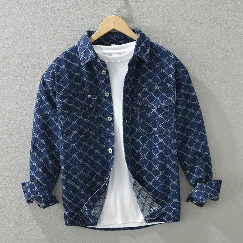 Printed Long Sleeve Denim Shirt