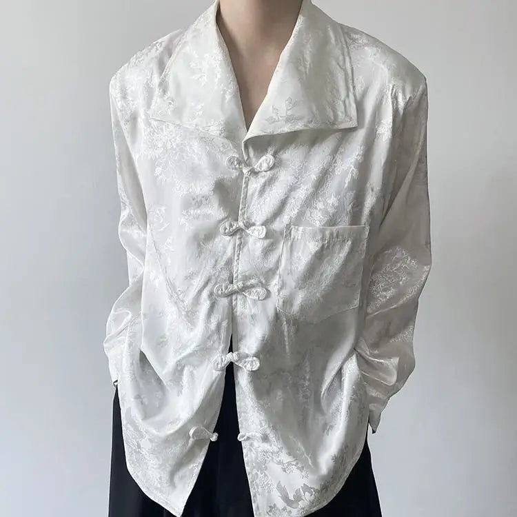 Solid Shoulder Pad Jacquard Shirt