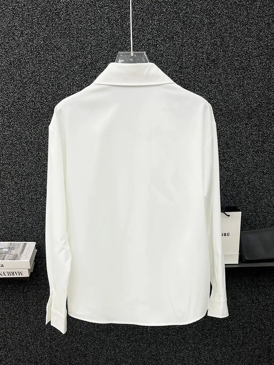 Pathcwork Chain Stitching Shoulder Shirt