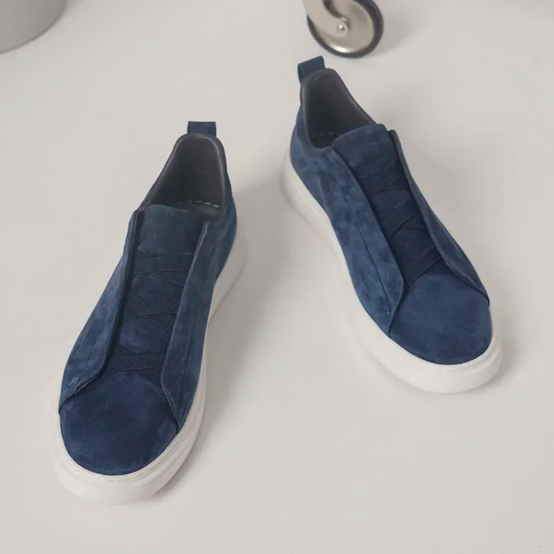 Cross-Tie Slip-On Suede Sneakers