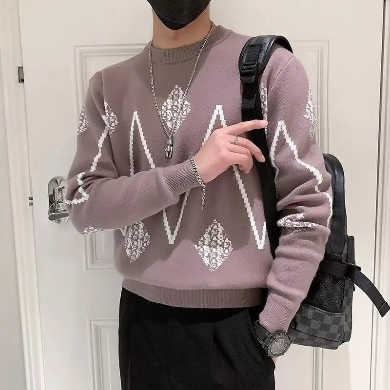 Jacquard Casual Knitted Men's Sweater