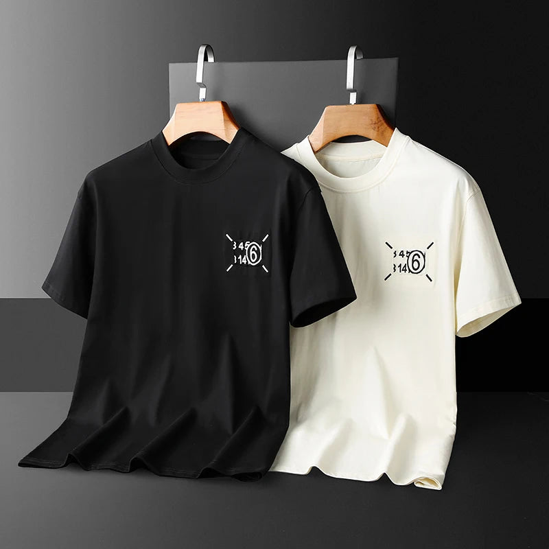 Round Neck Numerical Embroidered T-Shirt