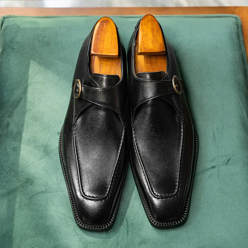 Luxury Buckle Strap Square Toe Shoes