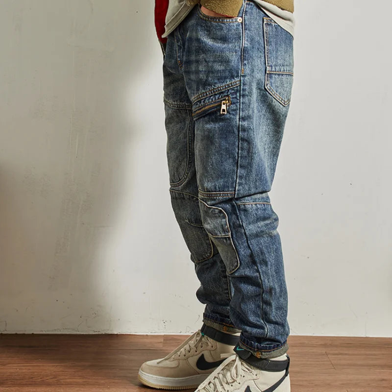 American Vintage Style Patchwork Jeans