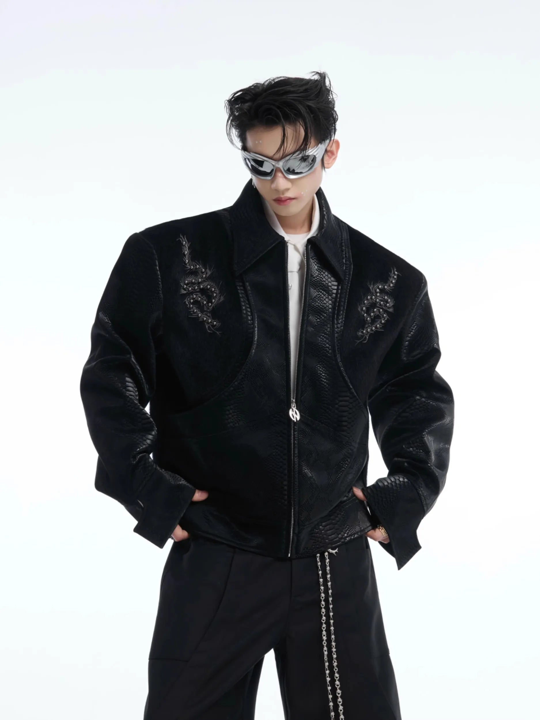 Cool Short Black PU Leather Jacket