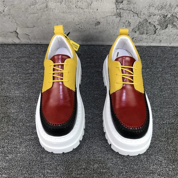 Mixed Colors Split Leather Men's Shoes