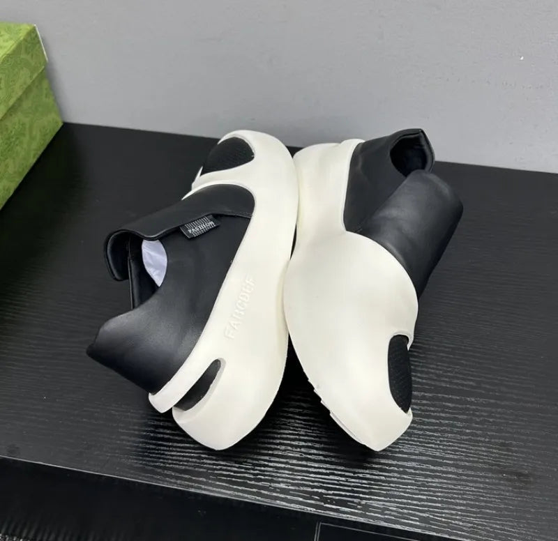 Black & White Leather Platform Shoes