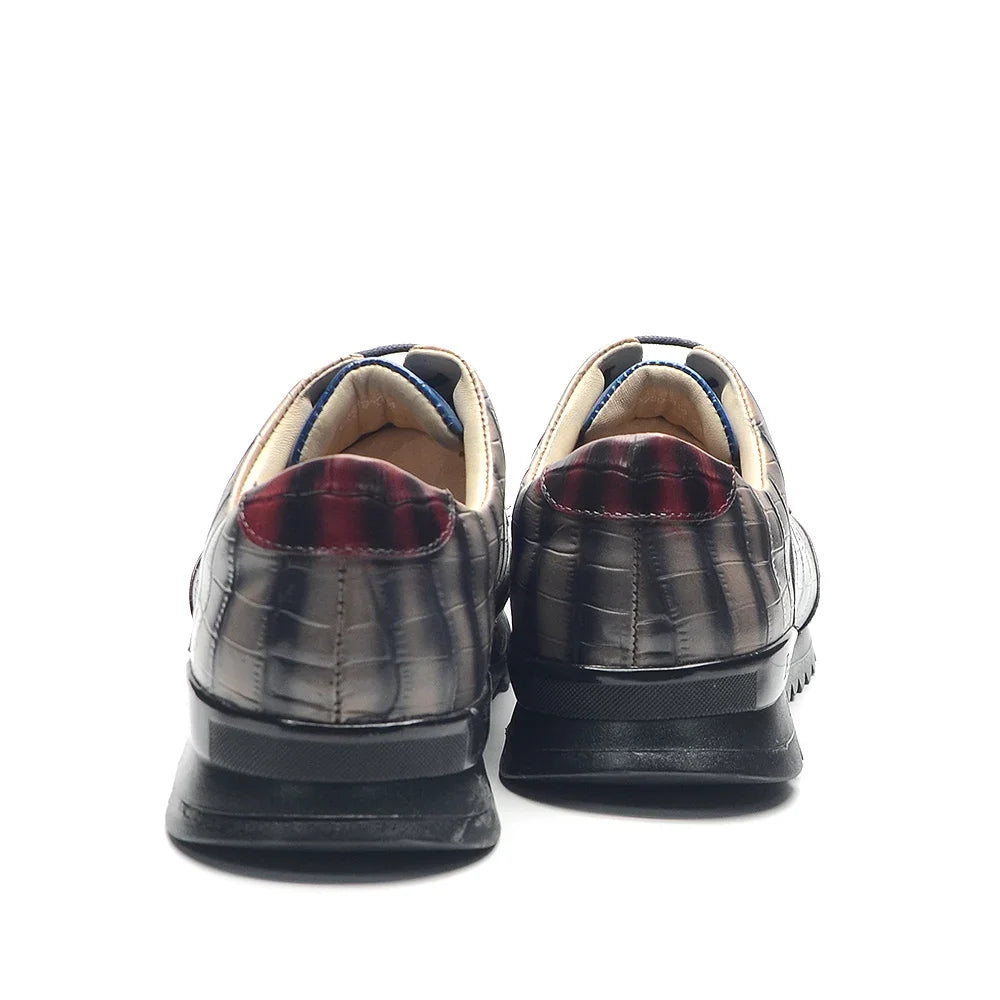 Crocodile Print Elegant Derby Shoes