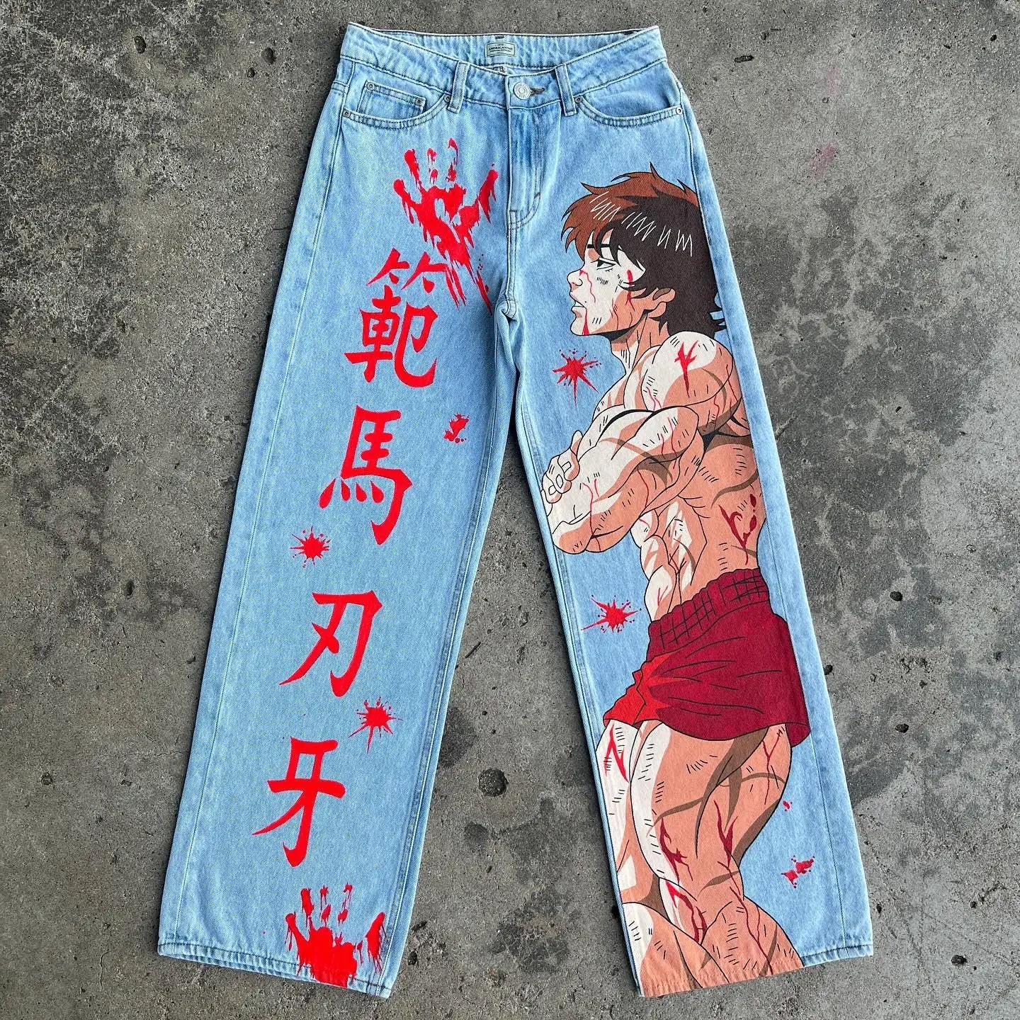 Harajuku Anime Graphic Printed Jeans