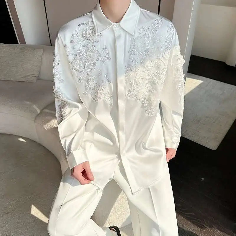 Sequin Patchwork Design Casual Shirt