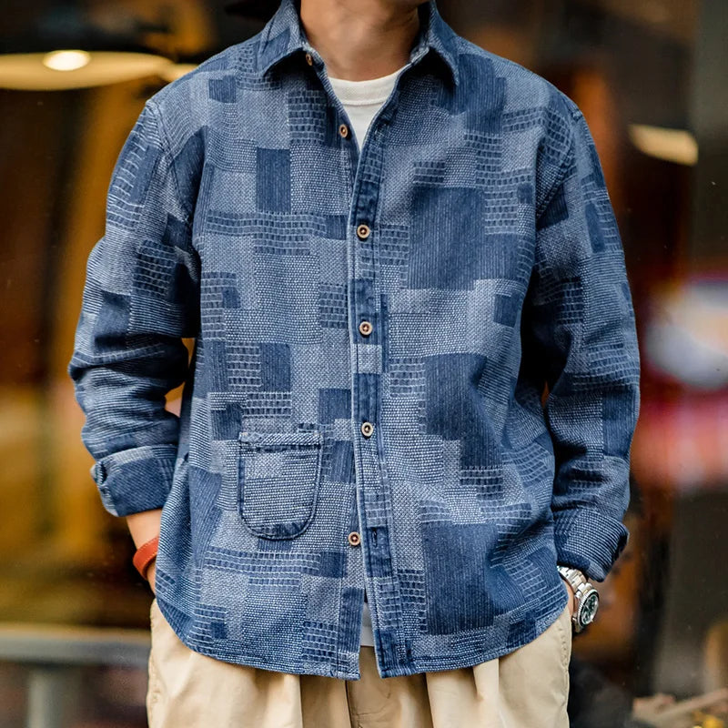 Retro Denim Jacquard Shirt