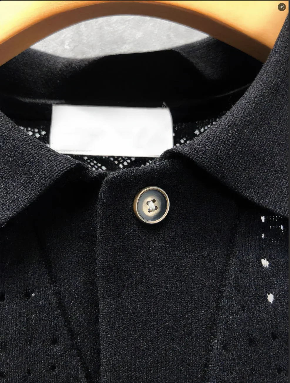 Breathable Hollow Out Knit Polo Shirt