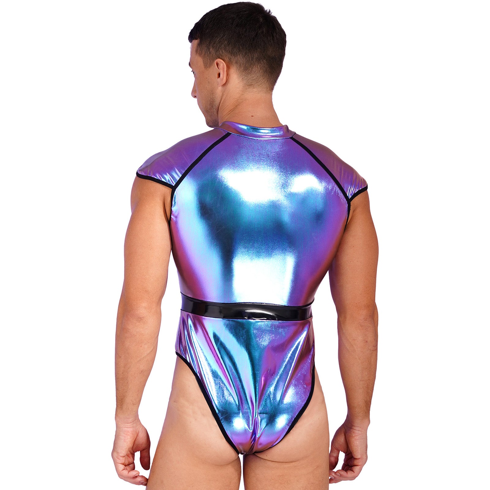 Zipper Front Shiny Solid Bodysuit