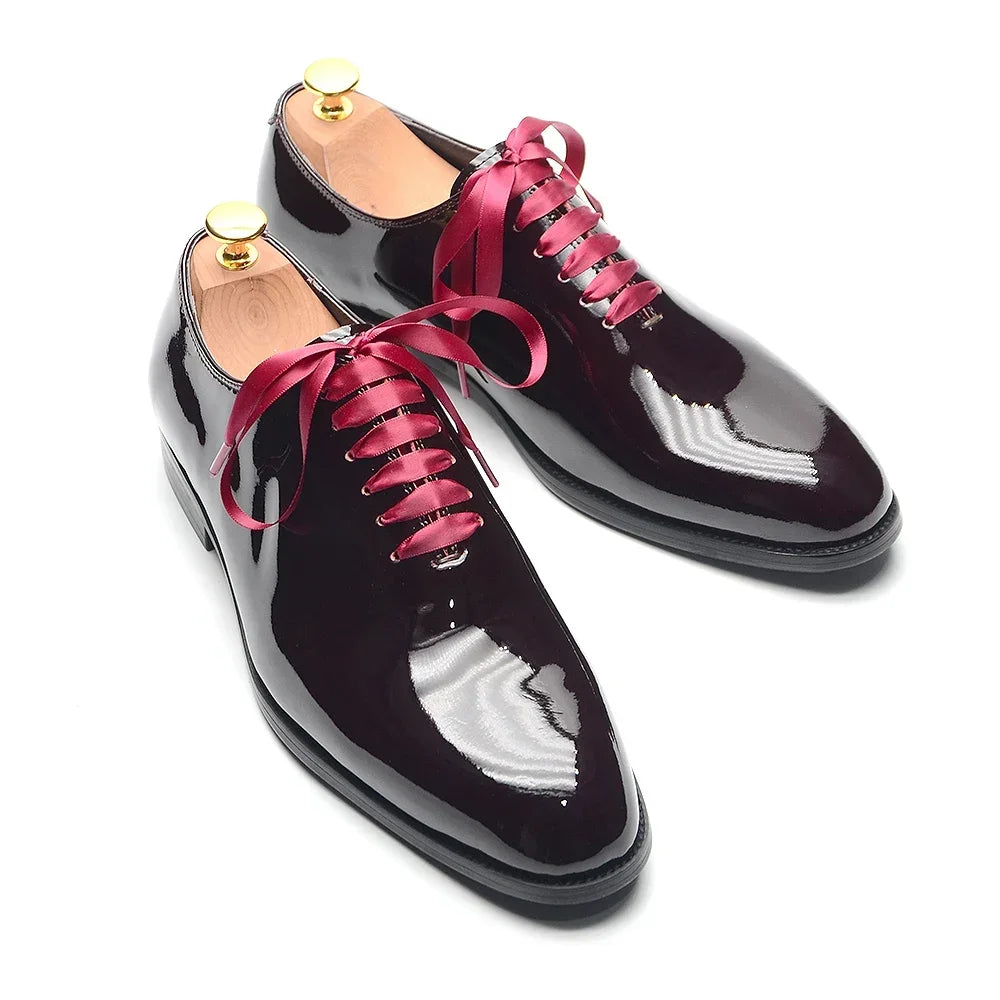 Contrast Lace-Up Smooth Leather Shoes