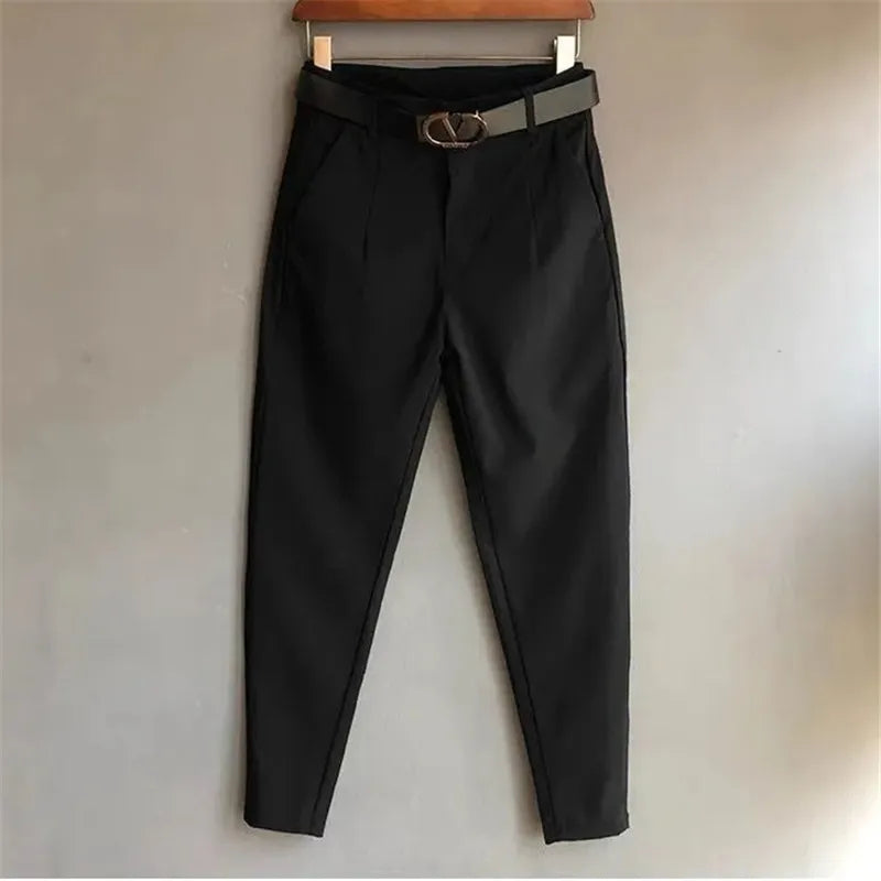 B&W Solid Slim Elastic Pants