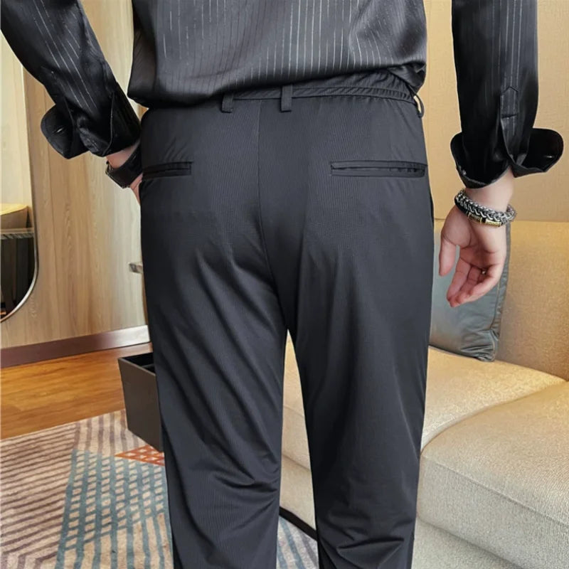 High-Elasticity Ice Silk Solid Trousers