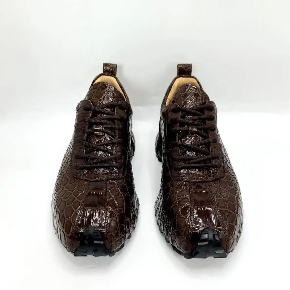 Classic Retro Crocodile Leather Sneakers