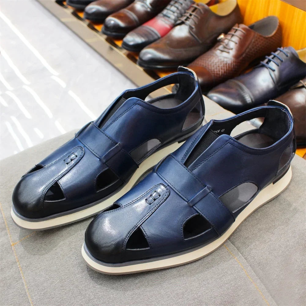 Hollow Arabic Style Genuine Leather Shoes