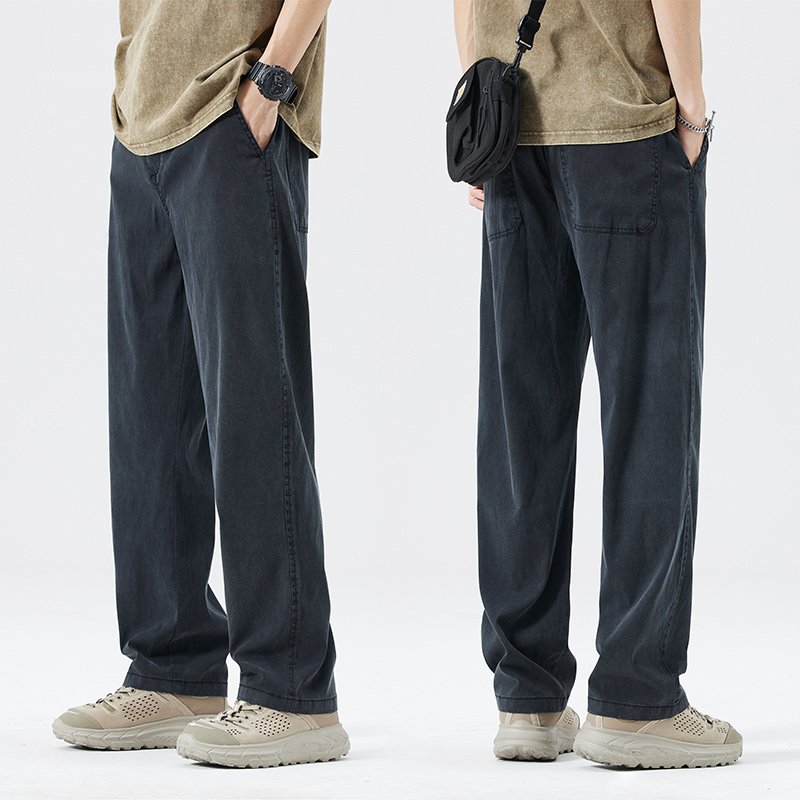 Soft Lyocell Straight Drawstring Pants